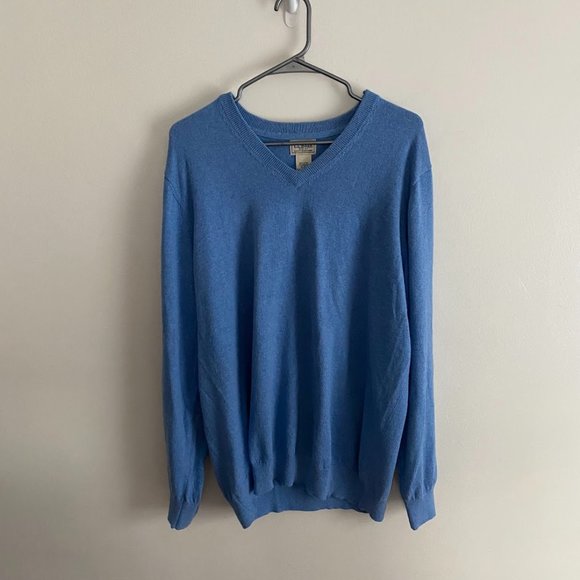 L.L. Bean Other - LL Bean Cashmere Blend Men's V-Neck Sweater Blue XL Regular